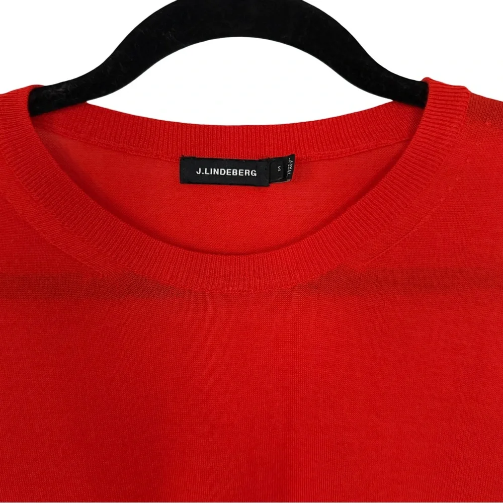 J.Lindeberg Red 100% Cashmere Crewneck Sweater – Size M – Made‎ in Italy